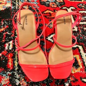 Coral Pink Sandal Heels